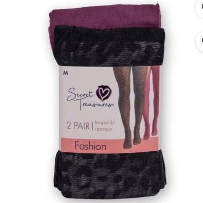 Women's Secret Treasures 2 Pair Fashion Tights SHEER/GEO/CABLE/RIB/FISHNET